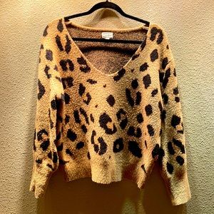 Anthropologie leopard print sweater sz Large